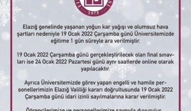 Fırat Üniversitesinde eğitime kar tatili